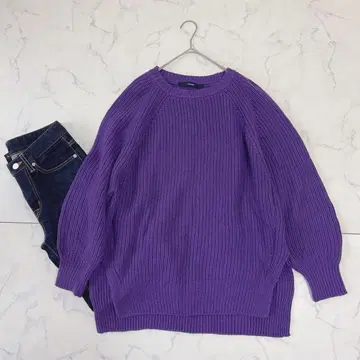 프레임워크 립 래글런 풀오버 니트 오버 사이즈 퍼플