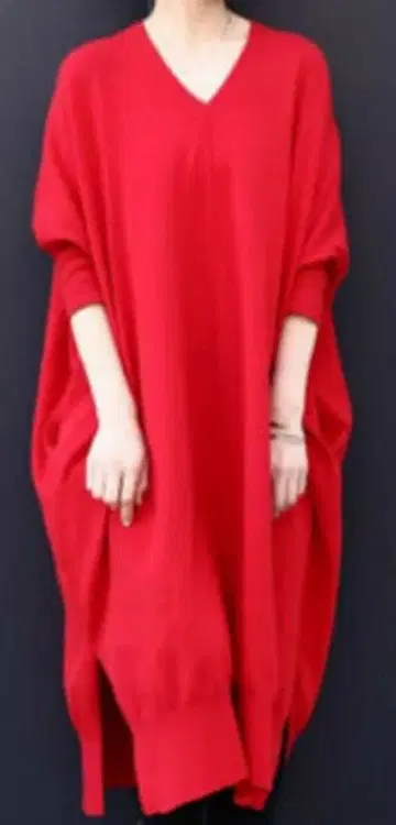 안티카 V넥 빅 니트 롱 원피스 빅 사이즈