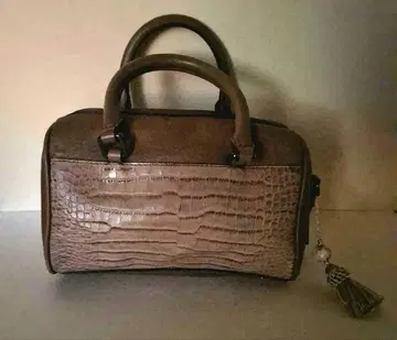 바나나리퍼블릭 크로커다일풍 베이지 핸드백