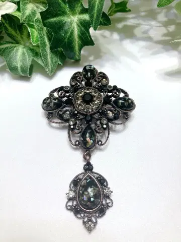빈티지 앤티크 브로치 블랙