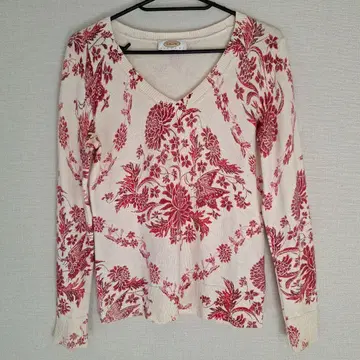 TALBOTS 탈봇 실크 혼방 면 니트 스웨터 꽃무늬 스웨터