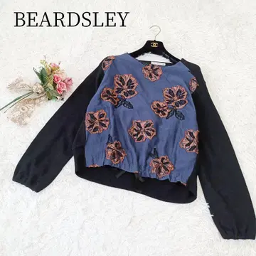 [ 비어즐리 BEARDSLEY ] 긴팔 니트 꽃무늬 도킹 울 자카드