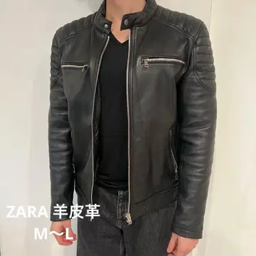 컨디션 최상 ZARA 천연 가죽 블랙 가죽 라이더 자켓