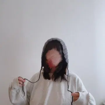 흑먹색 그레이 보닛 후드 모자 바부슈카