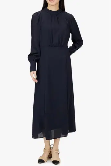 NATURAL BEAUTY BASIC 자카드 원피스 네이비 M