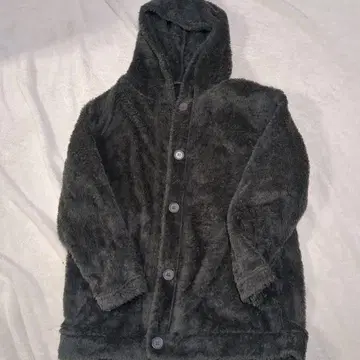 후드 부착 그레이 플리스 자켓