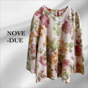 [노베두에] 긴팔 티셔츠 [F] 핑크 꽃무늬 올 패턴 레이온