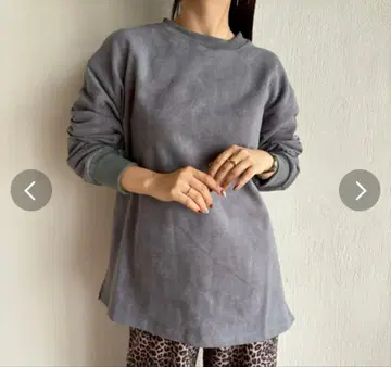 얼룩 염색풍 사이드 ZIP 오버 긴팔 맨투맨 상의