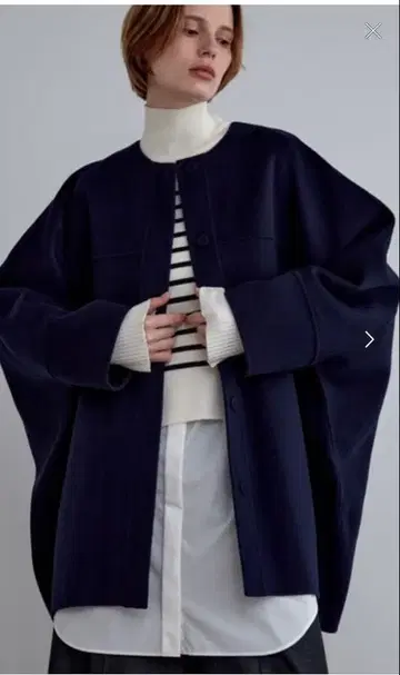 루피 소프트 울 리버 코트 네이비