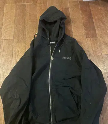 SupplieR L 사이즈 블랙 풀 집업 후드티