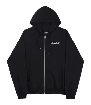 SupplieR L 사이즈 블랙 풀 집업 후드티
