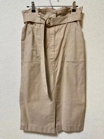 BABYLONE 베이지 타이트 스커트 허리 벨트 포함