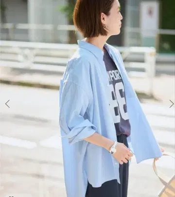 슬로브 이에나 파인 OX 오버 롱 셔츠 색스 블루