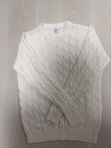 BEAUTY & YOUTH 케이블 니트 스웨터 S 화이트