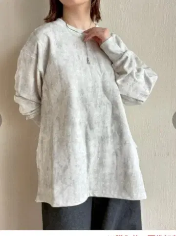 얼룩 염색풍 사이드 ZIP 오버 긴팔 맨투맨 상의