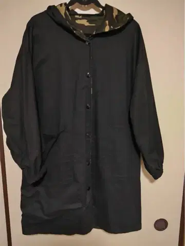 무명 리버서블 후드 코트