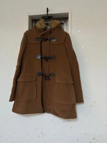 브라운 퍼 포함 더플 코트