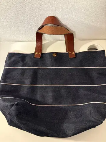 MASTRO JAPAN 데님 스트라이프 토트백