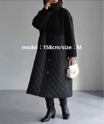 새상품급 퀼팅 절개 스탠드 카라 코트