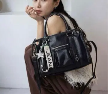 [ 미사용 새상품 ] JEANASIS 앤티크 인조 가죽 보스턴 블랙