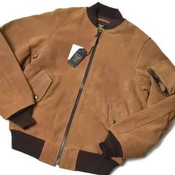 미사용 HOUSTON 카우 스웨이드 MA-1 가죽 자켓 S 카멜