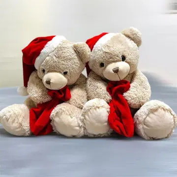 산타 모자 포함 테디베어 2체 세트