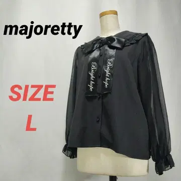 Majoretty 마조렛티 블라우스 리본 프릴 여성용 블랙 L