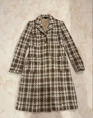 theory 체크 무늬 롱 코트