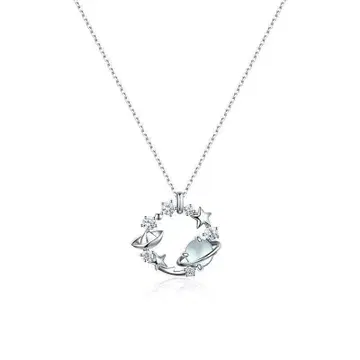 목걸이 혹성 우주 S925 아쿠아 마린