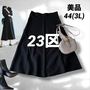 23구 텐셀 스트레치 플레어 니트 스커트 블랙 3L 빅 사이즈