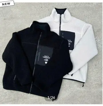 플리스 자켓 블랙 화이트 M