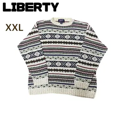LIBERTY USA 90s 기하학 패턴 니트 스웨터 XXL
