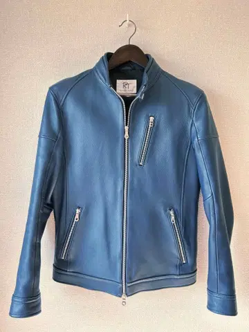 싱글 라이더 자켓 RT 블루 양가죽