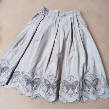 나비 패턴 시스루 자수 스커트 M 그레이