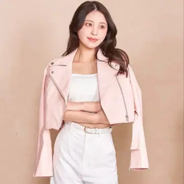 다리치 Darich 스프링 컬러 라이더스 핑크 가죽 자켓