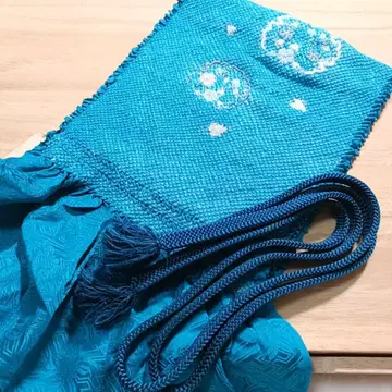 17 허리띠와 오비 장식 천 세트, 쥐색, 파랑, 눈꽃 무늬, 꽃무늬