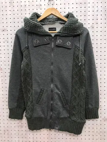 00년대 인디 시리즈 구제 의류 케이블 니트 절개 후디 자켓