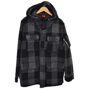 OVER THE STRIPES 체크 울 마운틴 후드티