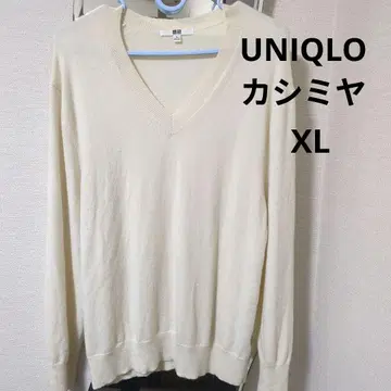 UNIQLO 캐시미어 100% V넥 스웨터 XL 아이보리