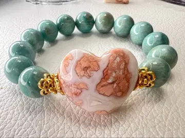 하트형 화이트 핑크 마노 지오이드 포함 아마존 나이트 팔찌