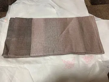 순수 실크  가로 줄무늬 변화 나고야 오비(약 24cm) 얽어 짜기