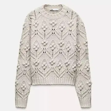 ZARA 폼폼 포함 케이블 니트 스웨터 M