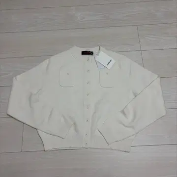 GABAN 코튼 캐시미어 크루넥 가디건 화이트