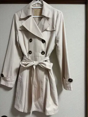 트렌치코트 더블 브레스트 허리 리본 미디엄 기장 미니 기장
