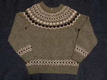 HAND-KNIT 빈티지 노르딕 스웨터 M