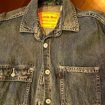 Levi's Red 데님 셔츠 오버 사이즈