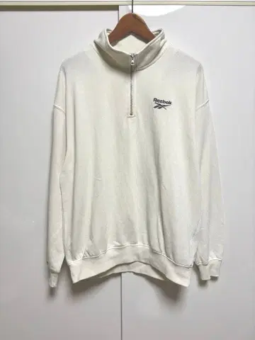 리복 화이트 하프 지퍼 맨투맨 빅 실루엣