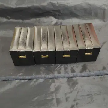 (A) 시계 박스 4개 세트 블랙 가죽풍