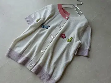 캐시미어 100% 비즈 장식 바다 가디건 니트 스웨터