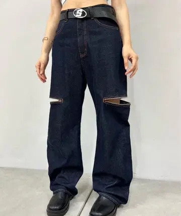 WHO'S WHO gallery 지퍼 달린 데님 팬츠